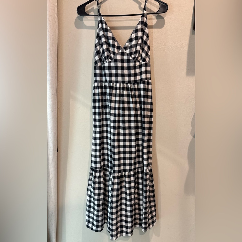 Japna Monochrome Plaid Cotton Dress